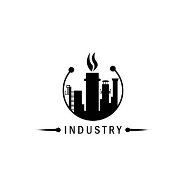 Endüstriyel logo fabrikası çizim çemberi vektör tasarımı