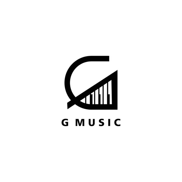 Lettre Logo Illustration Musicale Piano Vecteur Modèle Conception — Image vectorielle