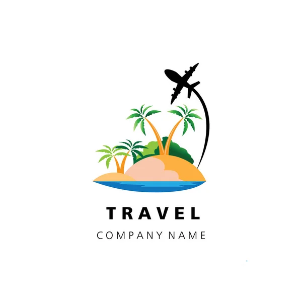 Playa Viaje Logo Ilustración Tour Diseño Vector Concepto — Vector de stock