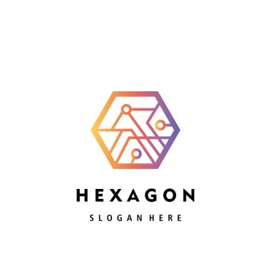 Altıgen logo unsuru renk tasarım vektörü şablonu elektrik devresi