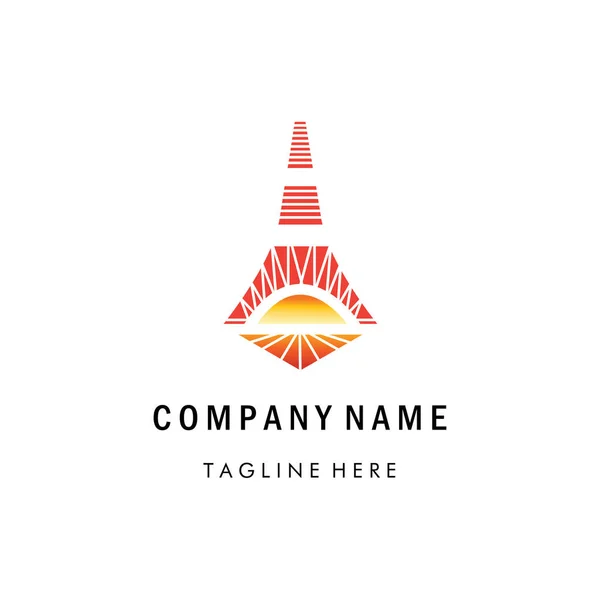 Aifel Torre Logotipo Paisagem Simples Ilustração Design Abstrato Vetor Cor — Vetor de Stock
