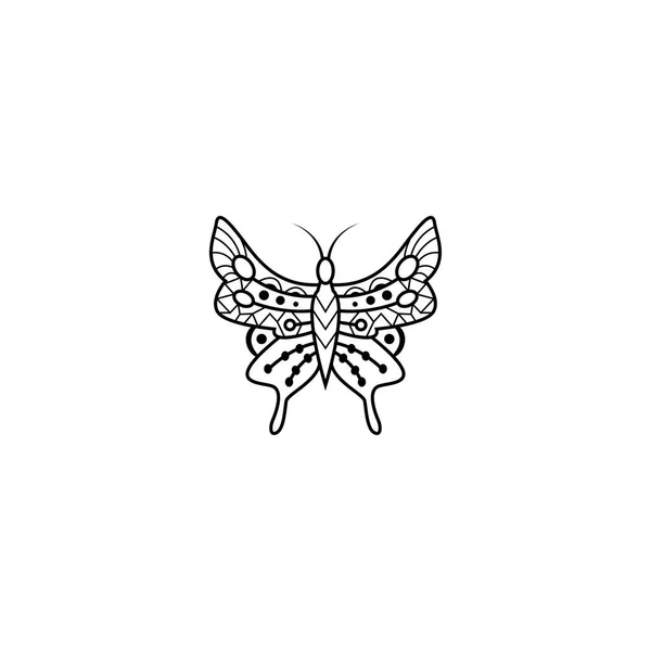 Mariposa Mandala Logo Icono Ilustración Diseño Vector — Vector de stock