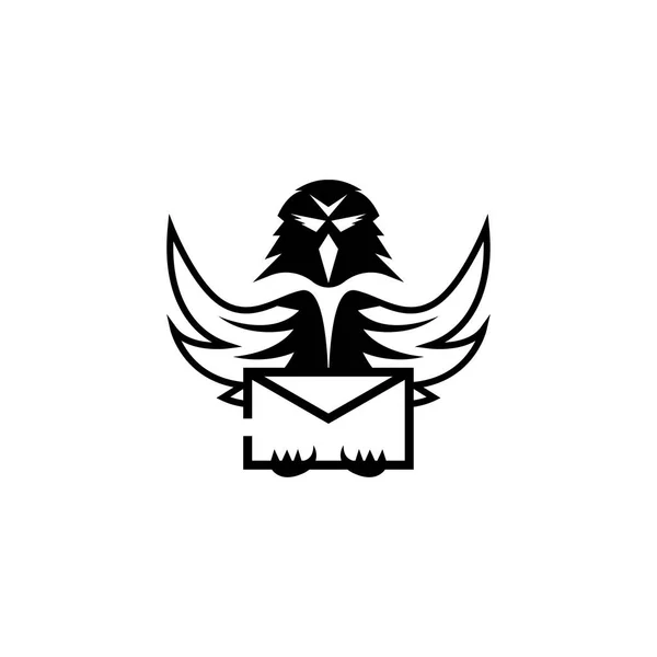 メッセージロゴ鳥イラスト鳥翼社ベクトルデザインコンセプト — ストックベクタ
