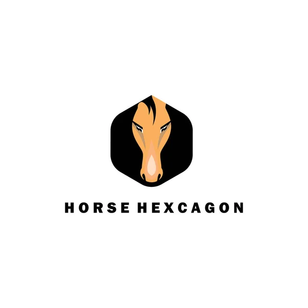 Hexagon Logo Horse Face Illustration Vector Design — Stock Vector