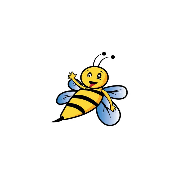 可爱的蜜蜂矢量色彩设计图标卡通人物 — 图库矢量图片