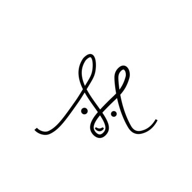 M harfi logo bat illüstrasyon şablonu tasarımı