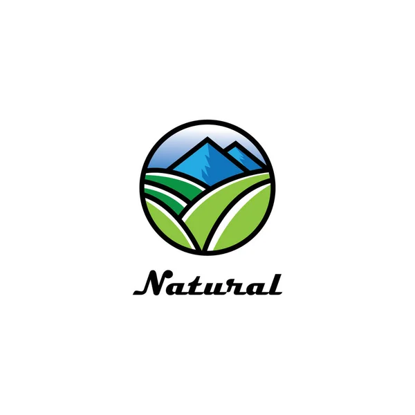 Mountain Village Illustration Logo Circle Vector Design — Stock Vector