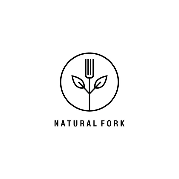 Garfo Folha Logotipo Natural Atirar Ilustração Design Design Vetor —  Vetores de Stock