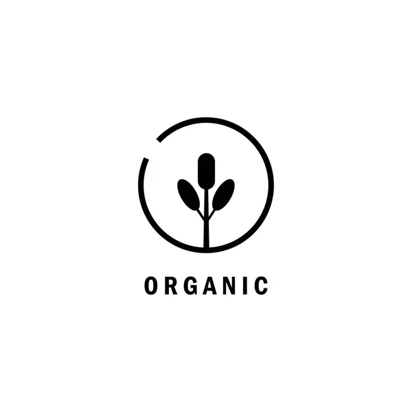 Organic Logo Shoots Line Circle Design Vector Illustration — Stock Vector