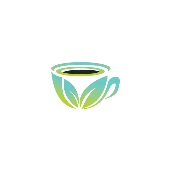 Kávé Logó Levél Illusztráció Csésze Ikon Vektor Tervezés — Stock Vector