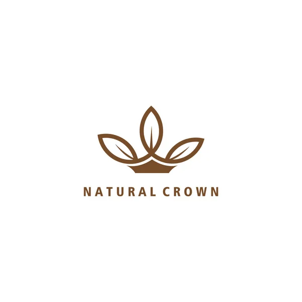 Crown Leaf Logo Design Template Vector — 스톡 벡터