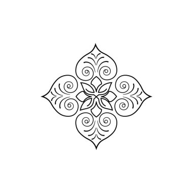 Henna, Mehndi, dövme, dekorasyon için mandala şeklinde dairesel desen. Etnik doğu tarzında dekoratif süs. Boyama kitabı sayfası. Soyut çizgi dekorasyonu