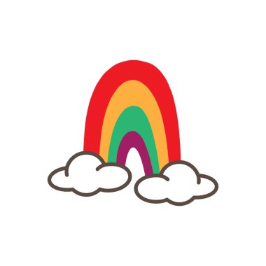 gökkuşağı ve bulut basit vektör renk tasarım resimleme simgesi