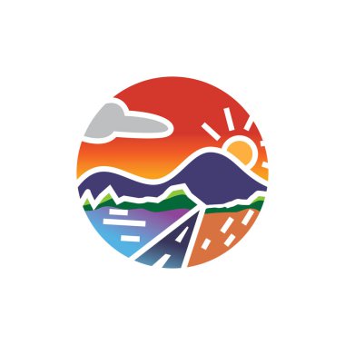 logo doğa manzara çember vektör çizimi tasarımı