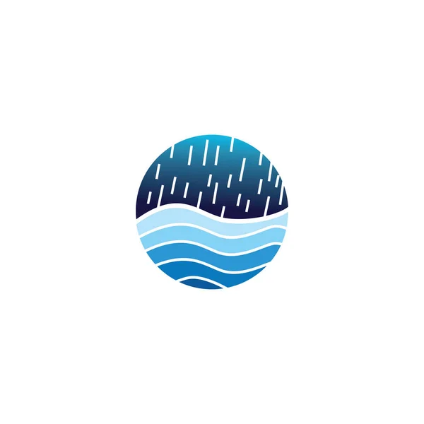 Φυσικό Λογότυπο Κύκλο Εικονογράφηση Βροχή Θάλασσα Χρώμα Σχεδιασμό Διάνυσμα Στοιχείο — Διανυσματικό Αρχείο