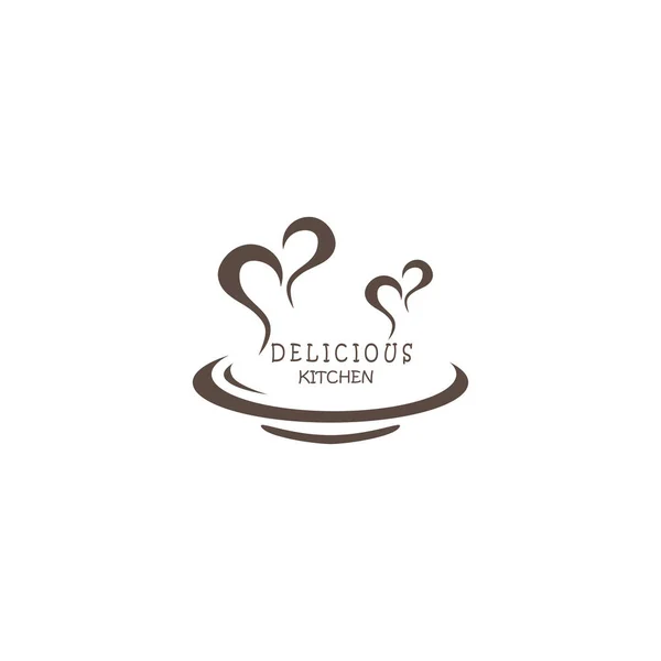 Logo Potravin Připravené Sloužit Horké Desky Ilustrační Vektor Design — Stockový vektor