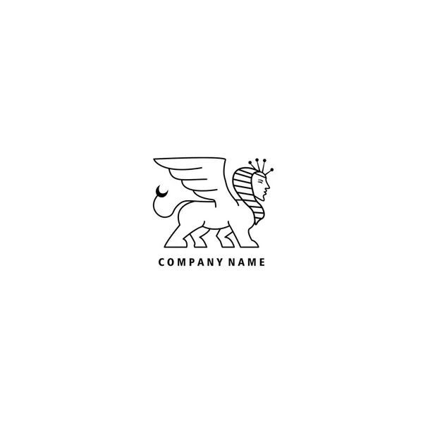 Lion Line Logo Woman Illustration Vector Creative Design — Stockový vektor