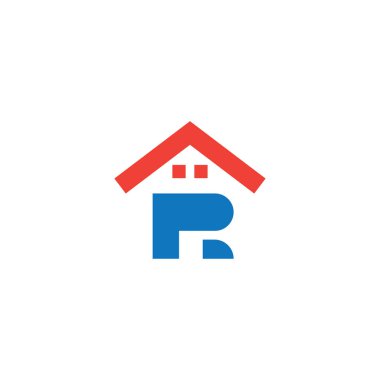 R harfi logo ev tasarımı illüstrasyon şablonu vektörü