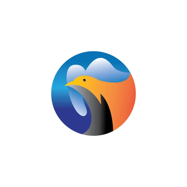 Pájaro Logotipo Círculo Ilustración Mar Montaña Color Diseño Vector — Archivo Imágenes Vectoriales