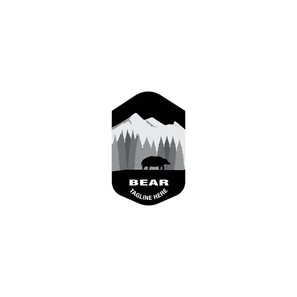 Landscape Logo Mountain Bear Illustration Vector Design — Stock Vector