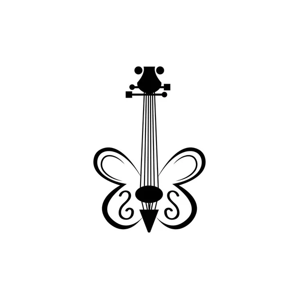 Ícone Violino Logotipo Ilustração Borboleta Design Vetor —  Vetores de Stock