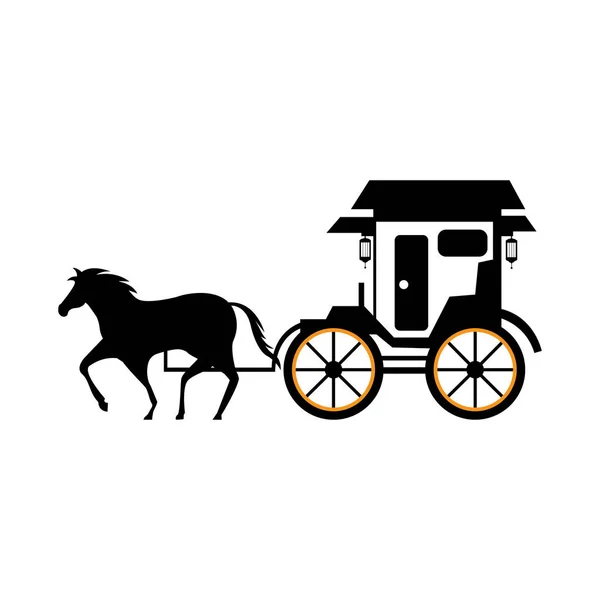 Cavallo Carrozza Illustrazione Vettore Clipart Design — Vettoriale Stock