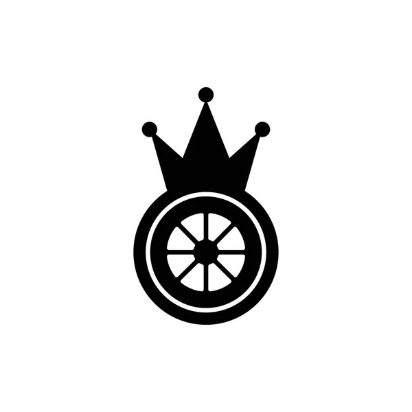 Rey Rueda Logotipo Ilustración Corona Icono Diseño Vector — Archivo Imágenes Vectoriales