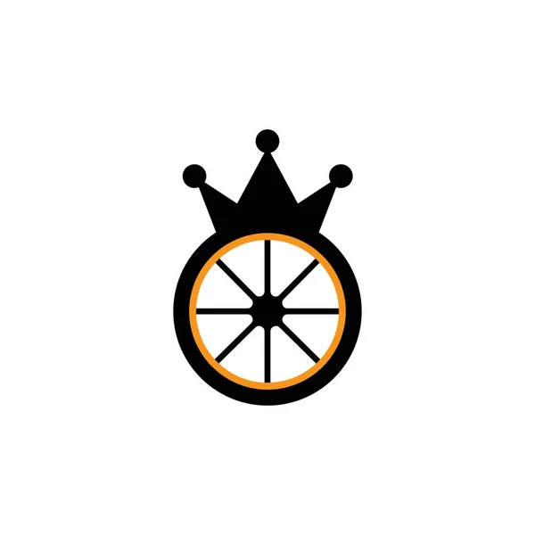 Rey Rueda Logotipo Ilustración Corona Icono Diseño Vector — Archivo Imágenes Vectoriales