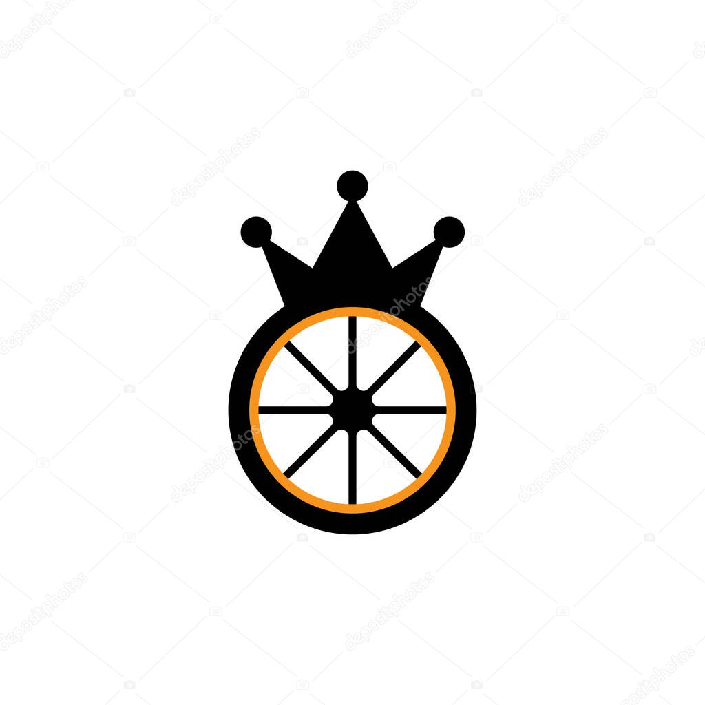 King wheel logo illustration crown icon design vector