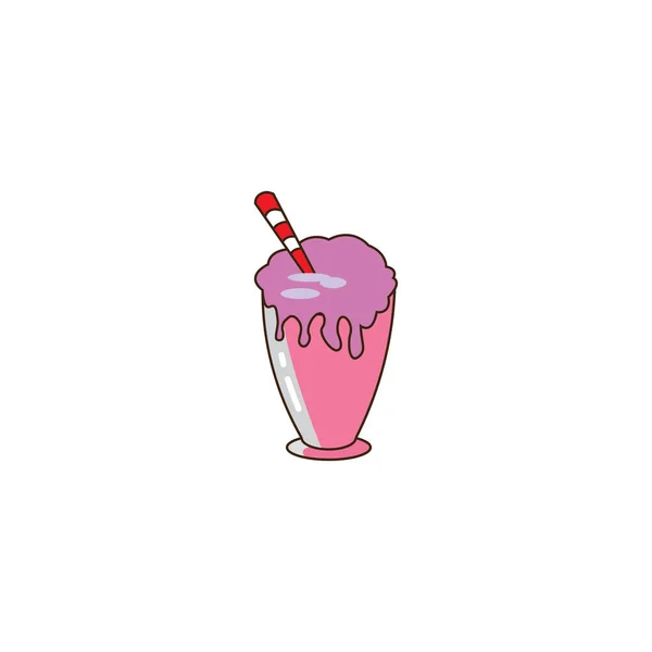 Ice Cream Glass Icon Color Illustration Vector Design — Stock Vector