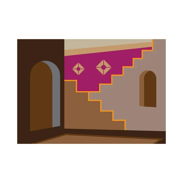 家の階段とゲートカバーのデザインベクトルイラスト — ストックベクタ