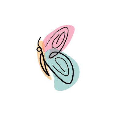 Kelebek çizgisi tasarım elemanı renk çizimi, vektör