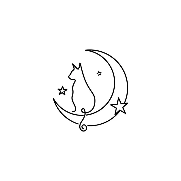 Cat Moon Line Illustration Graphic Design Design — Stock Vector