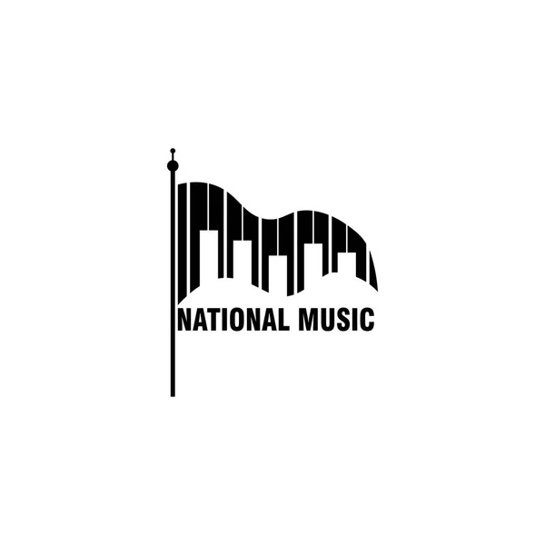Musik Flagga Nationell Symbol Piano Logotyp Design Vektor Illustration — Stock vektor