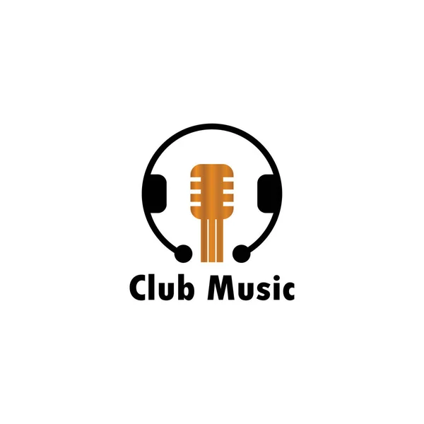 Musique Logo Club Illustration Microphone Combiné Modèle Conception Vecteur — Image vectorielle