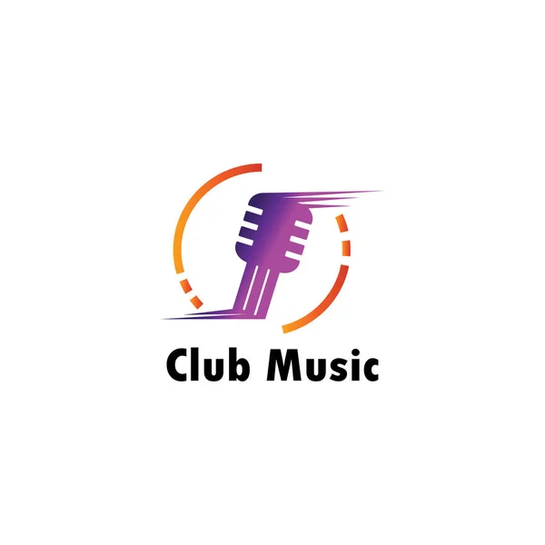Musique Logo Club Illustration Microphone Combiné Modèle Conception Vecteur — Image vectorielle