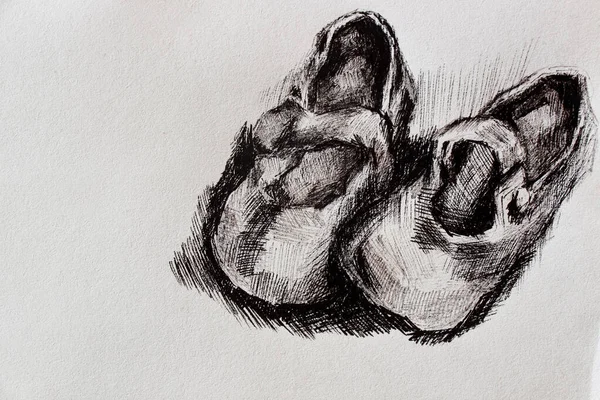 Sapatos Balé Ilustração Desenho Mão Detalhado Perto Par Apartamentos Balé — Fotografia de Stock