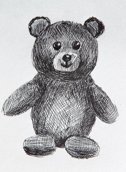 Ilustração Bonito Urso Pelúcia Clássico Ícone Urso Pelúcia Feliz Desenhado — Fotografia de Stock