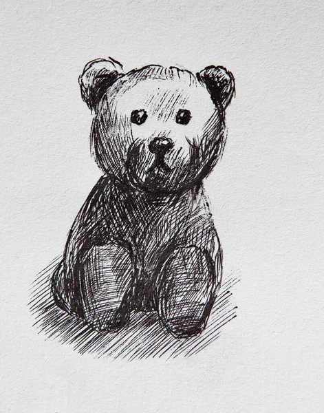 Ilustração Bonito Urso Pelúcia Clássico Ícone Urso Pelúcia Chateado Desenhado — Fotografia de Stock