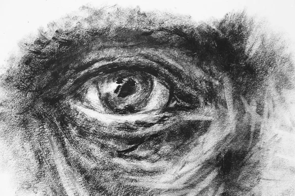 Primo Piano Dell Occhio Vecchio Immagine Disegnata Una Fodera — Foto Stock