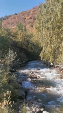  Sonbahar nehri dağlarda yüzüyor.