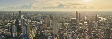 Bangkok şehri Tayland Panorama manzaralı gökdelen 