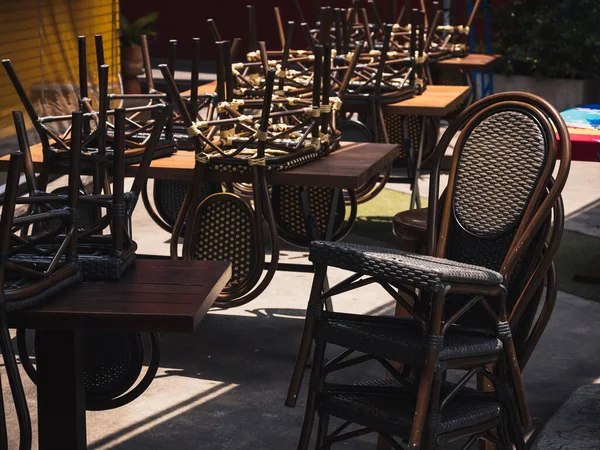 Restaurant Cafe Business Closed Lockdown Restriction Policy Empty Table Seats — Stockfoto