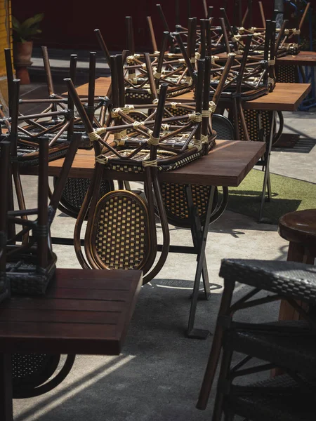 Restaurante Café Negócio Fechado Durante Política Restrição Lockdown Assentos Mesa — Fotografia de Stock