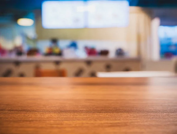 Table Top Wooden Counter Restaurant Interior Blur Background —  Fotos de Stock
