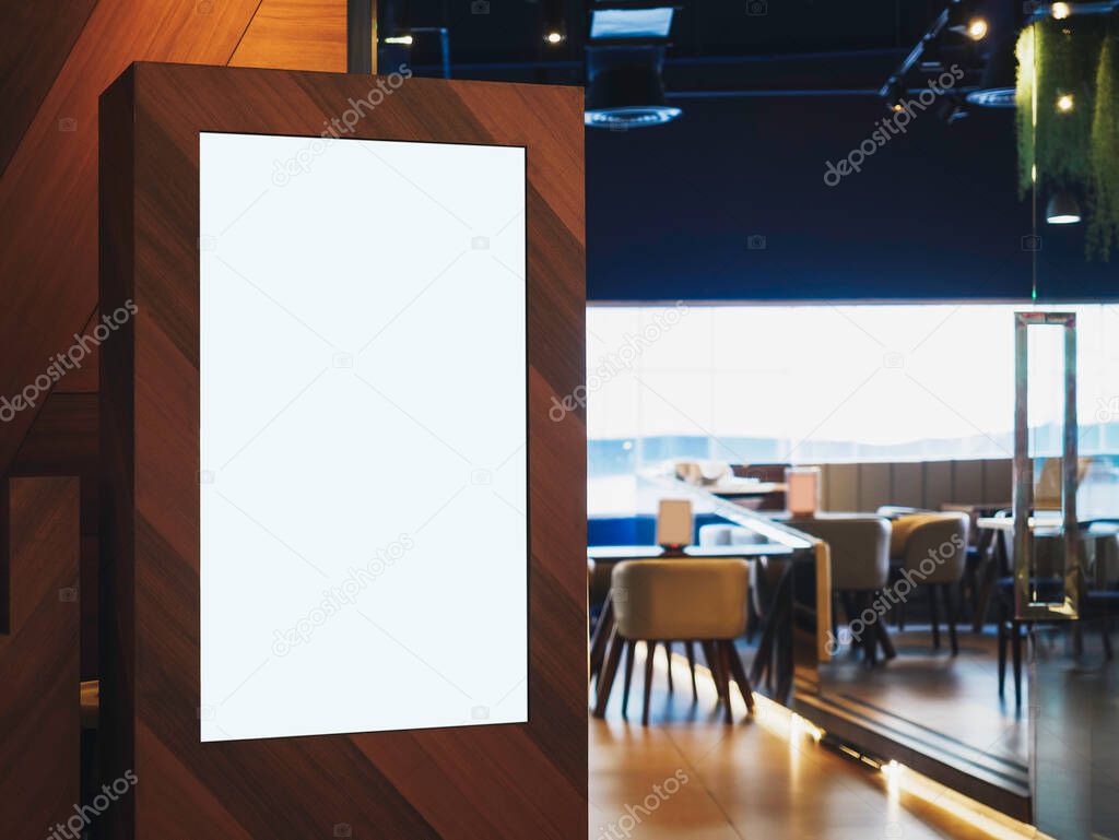 Mock up Digital screen Blank Board Frame Restaurant promotion sign Menu 