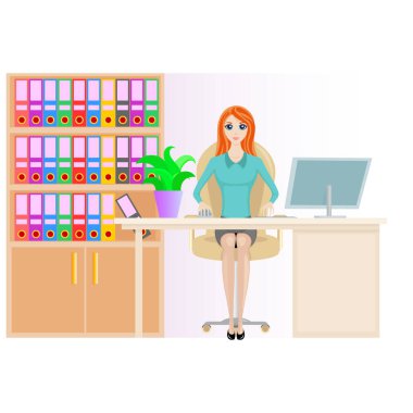 Ofiste çalışmak gayret ve başarı arzusu, gelişme, iş kadını, ofis, bilgisayar, kız, ofis işi, iş, masa, yoğun iş, bayan
