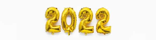 2022 números de año nuevo en globos de oro en blanco, bandera —  Fotos de Stock
