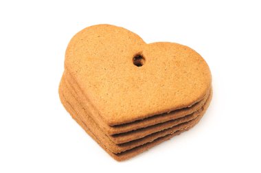 ginger cookies in the form of a heart isolated on a white background