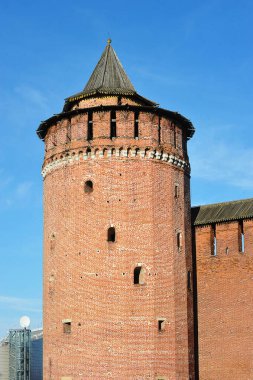 Kolomna, Russia - OCTOBER 9, 2021: markina tower in the fortress wall in Kolomna